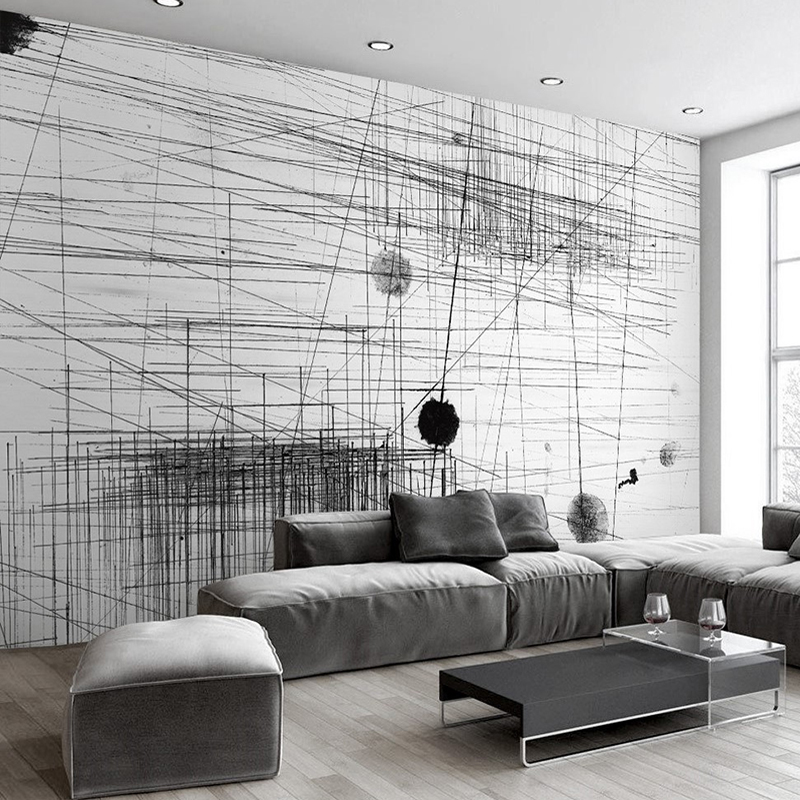 Custom Mural Wallpaper Black W - Whitening Strip 3D 评论和价格